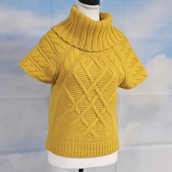 LOFT | WOOL BLEND SHORT SLEEVE FUNNEL NECK SWEATER KNIT TOP - Picture 8 of 16